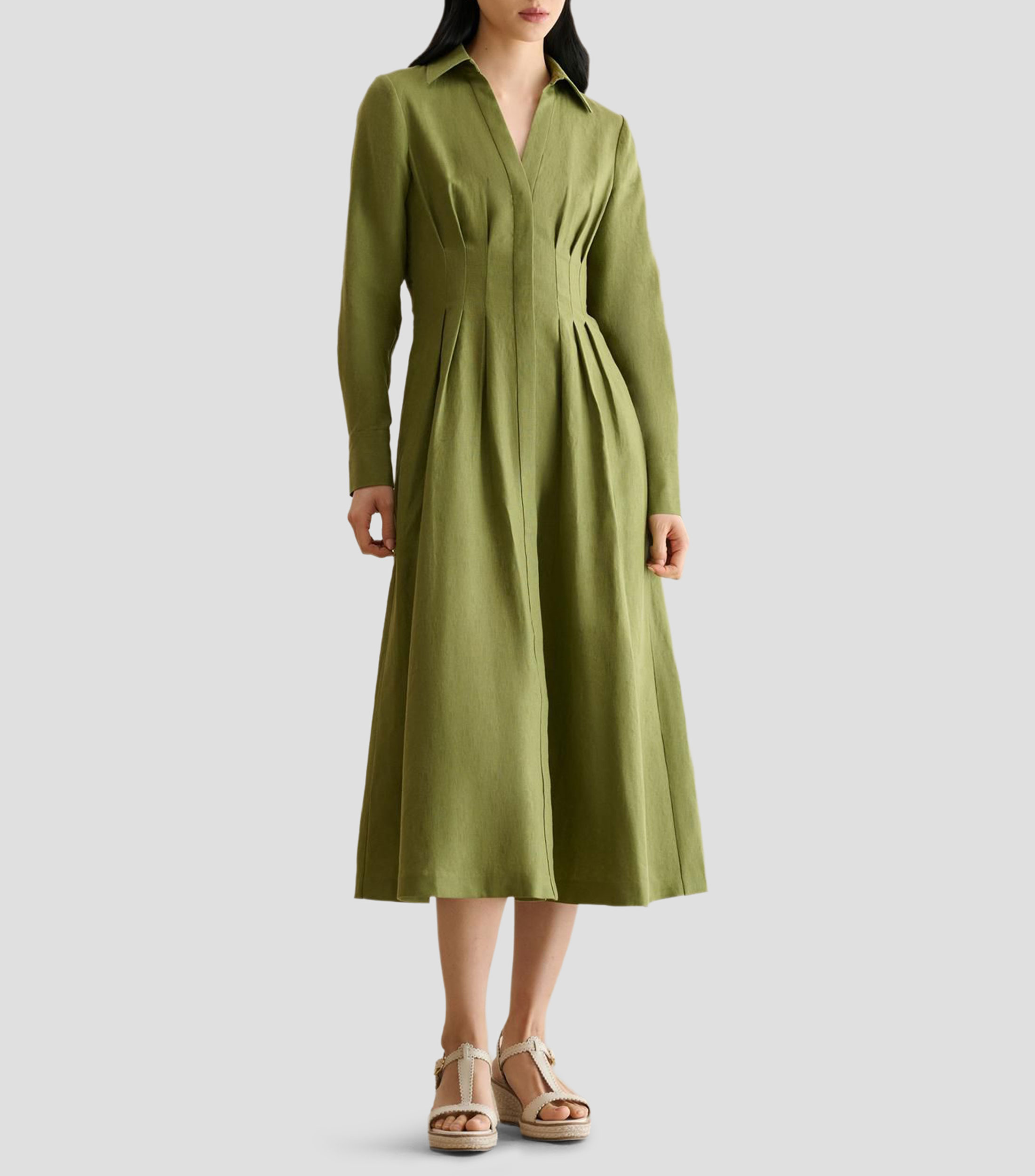 Vestido midi liso Mujer